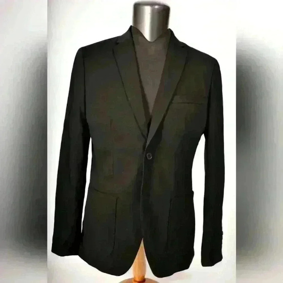 NWT SELECTED HOMME Black  Viscose Nylon Stretch Slim Fit Soft Blazer Jacket 40R - Picture 1 of 12